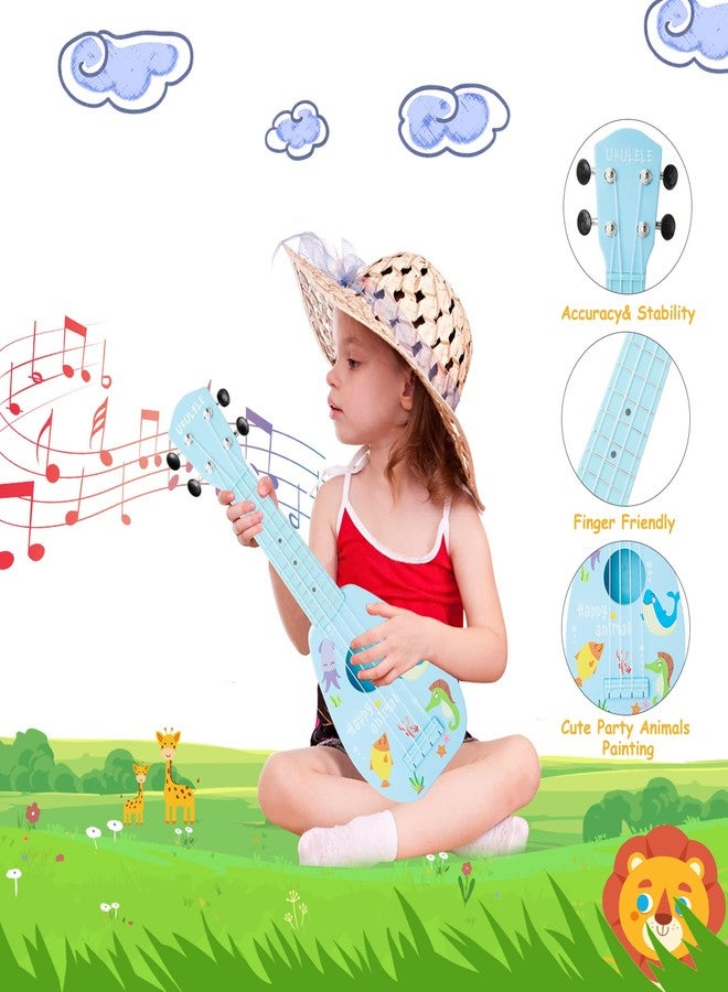 YOLOPARK 17" Kids Toy Guitar for Girls Boys, Mini Toddler Ukulele Guitar with 4 Strings Keep Tones Can Play for 3, 4, 5, 6, 7 Year Old Kids Musical Instruments Educational Toys for Beginner (Blue) - Image 2